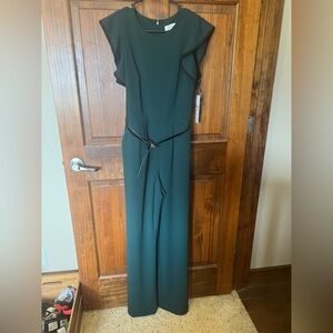 NWT Calvin Klein Dark Green Jumpsuit with Belt